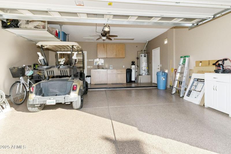 2 car garage with cabinets