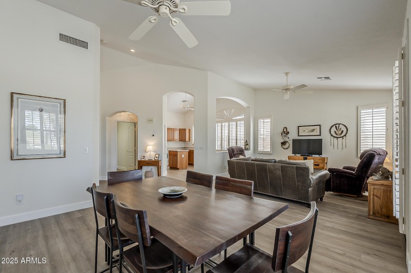 Dining living rooms open concept