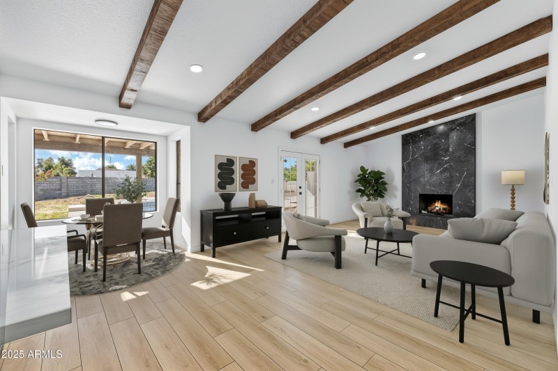 great room with fireplace