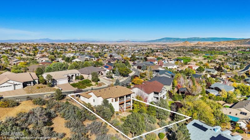 Aerial Back of Home with Lot Lines