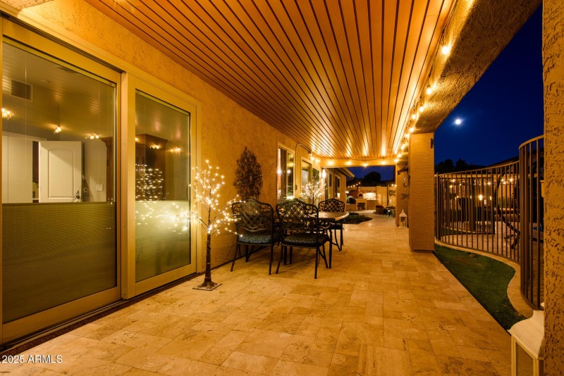 Incredible Covered Patio with Travertine