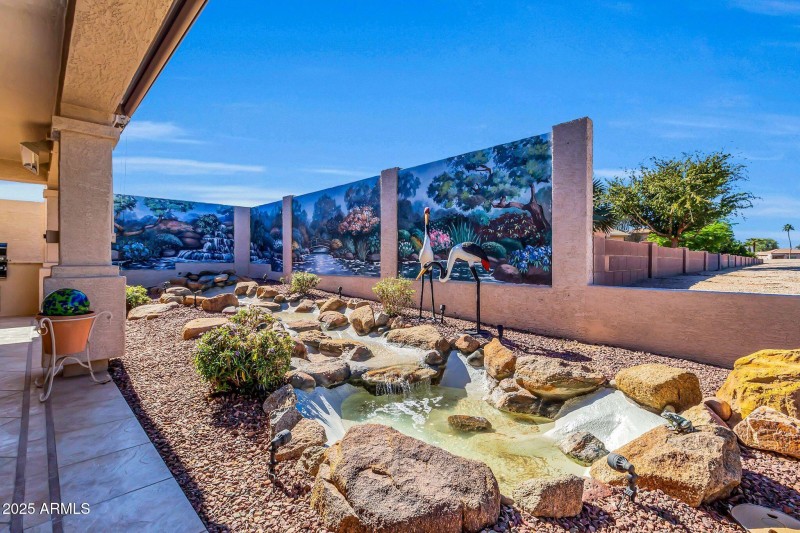 Waterfall & Beautiful Mural