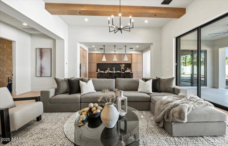 Great Room 12' Beamed Ceilings