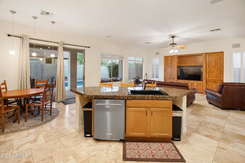 Kitchen overlooks family room