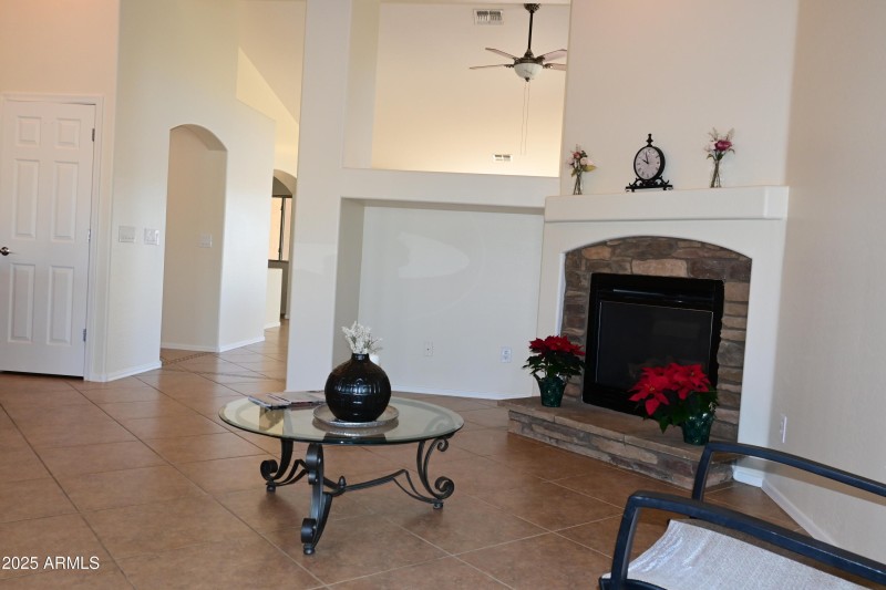 Open Living with Cozy Fireplace