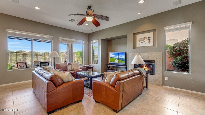 Family room with golf course views