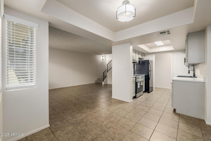 Dining room into Kitchen and Living Room