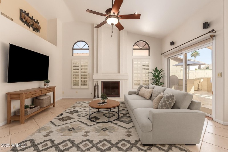 Virtually staged family room