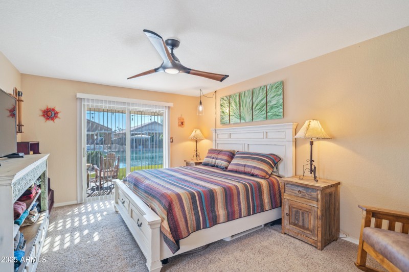 Exit to back in primary bedroom