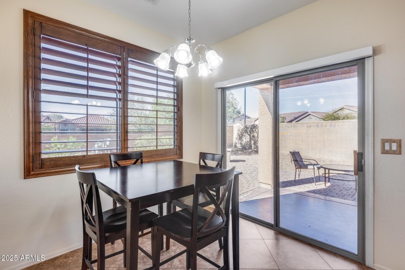 Dining and view of backyard