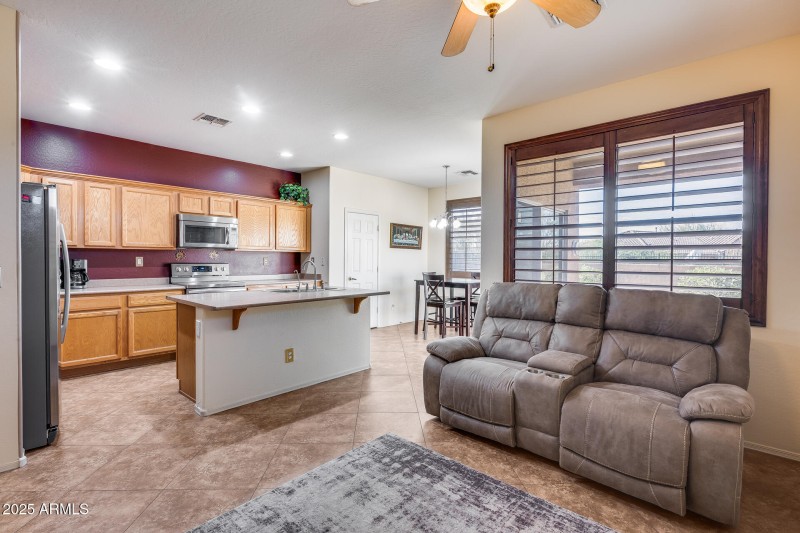 Family room and kitchen