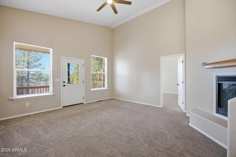 Living room with picture windows