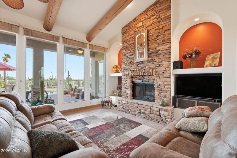 stacked stone fireplace accents