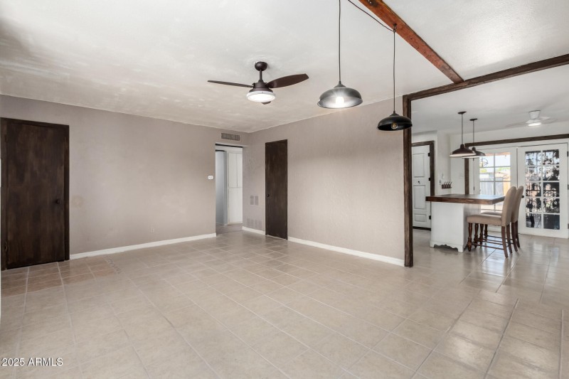 Family room looking into kitchen
