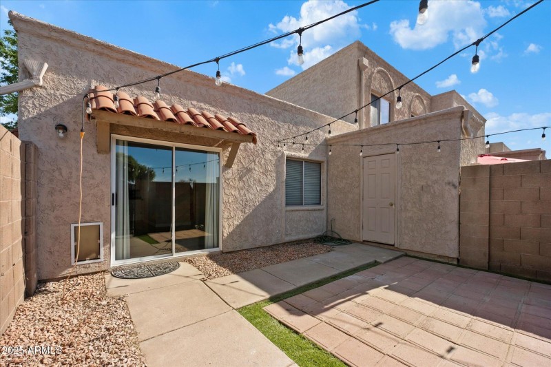 Party lights and seating area