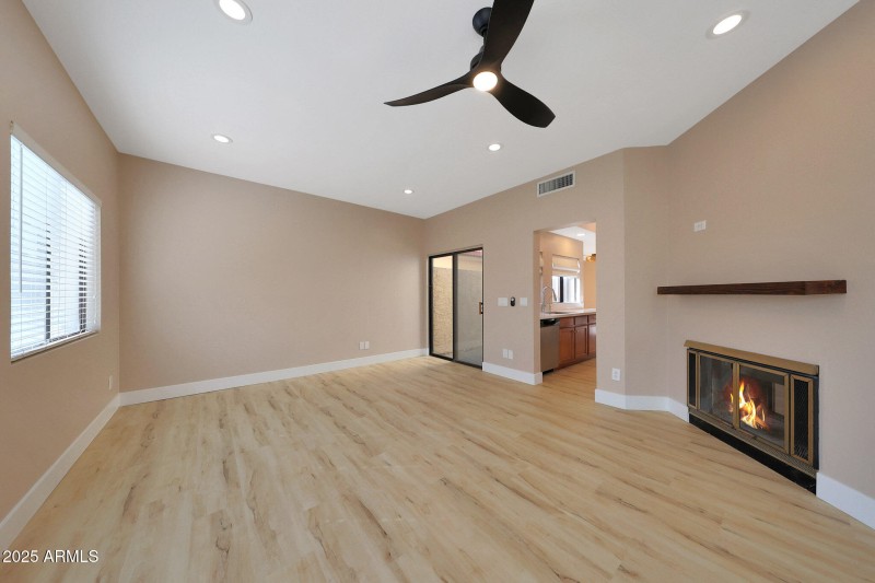 Two-Way Fireplace in Dining Room