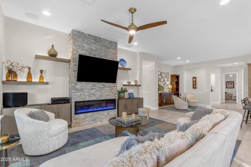 Stacked Stone Fireplace