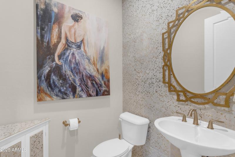 Half Bath with Custom Tile Wall