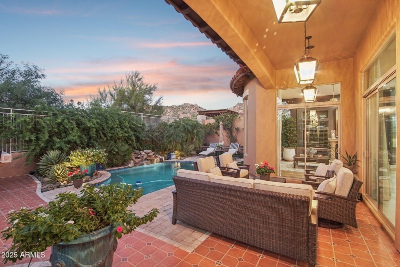 Covered Patio with Pool Views