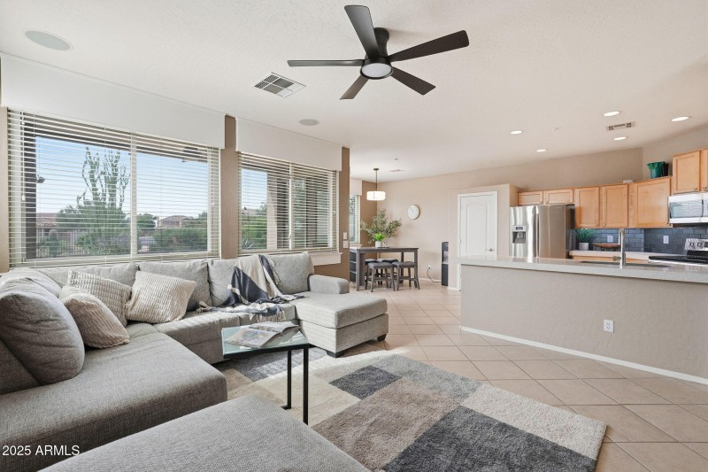 Family room open to kitchen