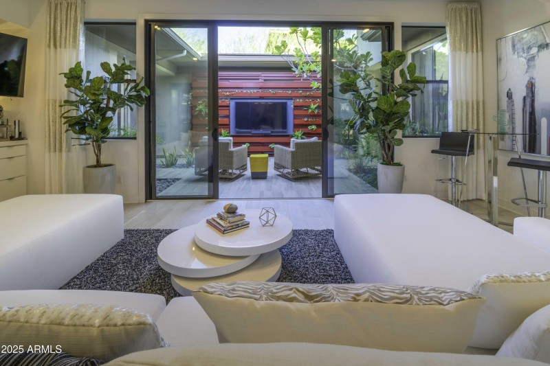 View from Family Room to Entry Courtyard