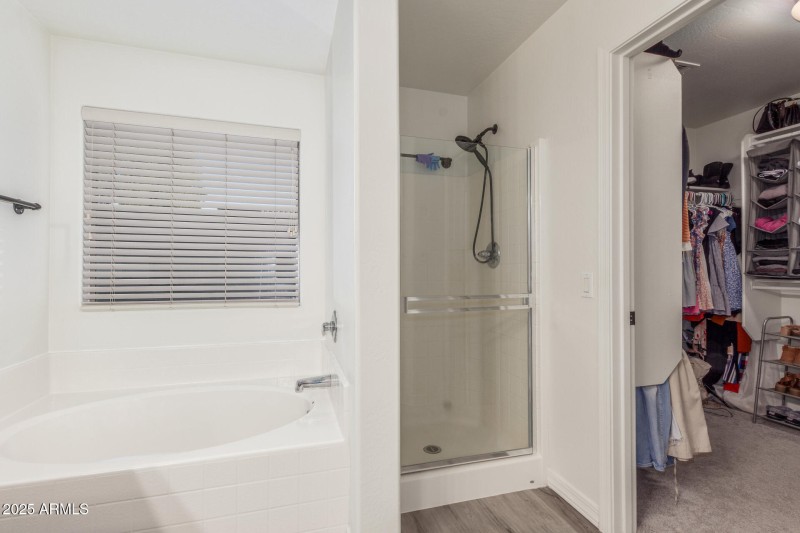 Primary bath, stub and walk-in shower