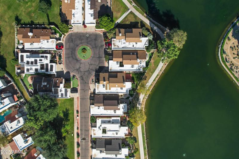 Aerial view of home and community