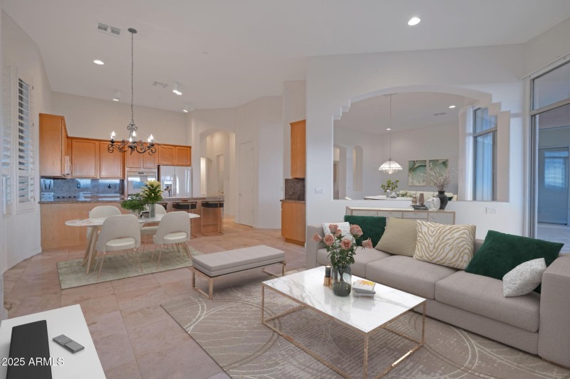 Staged - Kitchen opens to greatroom!