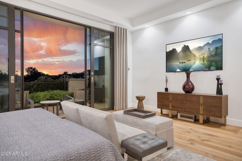 Primary Suite Patio at Sunset.