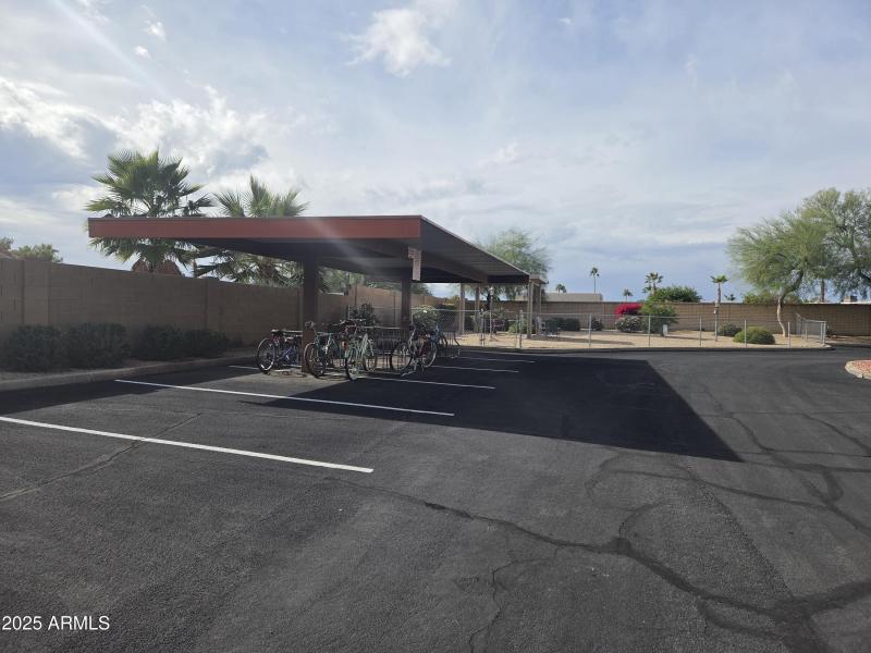 Bike parking and dog area