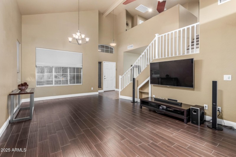 Living room looking toward loft