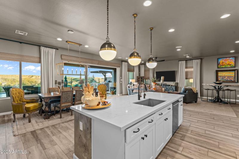 View from kitchen to dining area