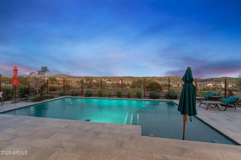 Nighttime pool with lights