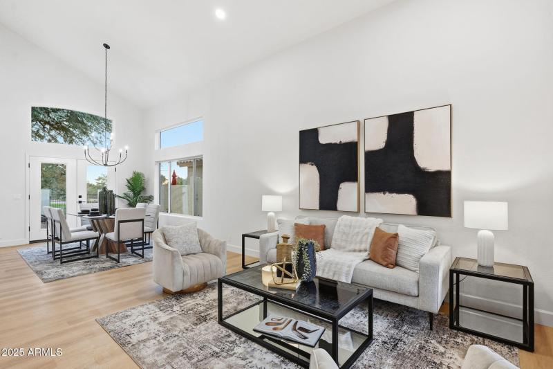 Front living and dining spaces