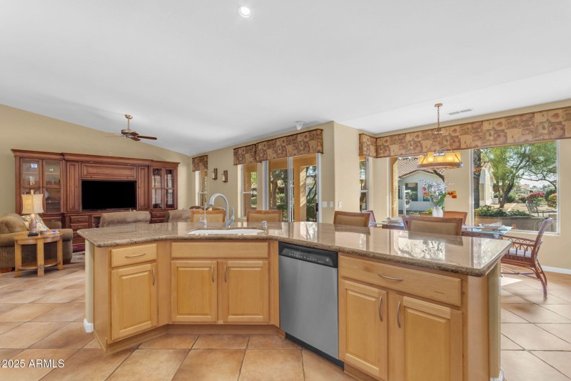 Large island in kitchen