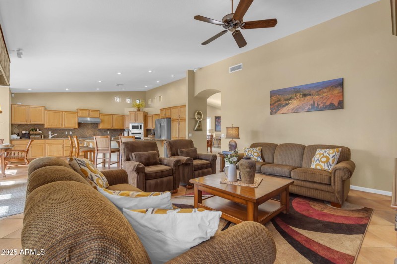 Family room into kitchen