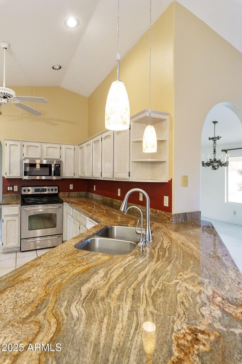Kitchen with granite counters