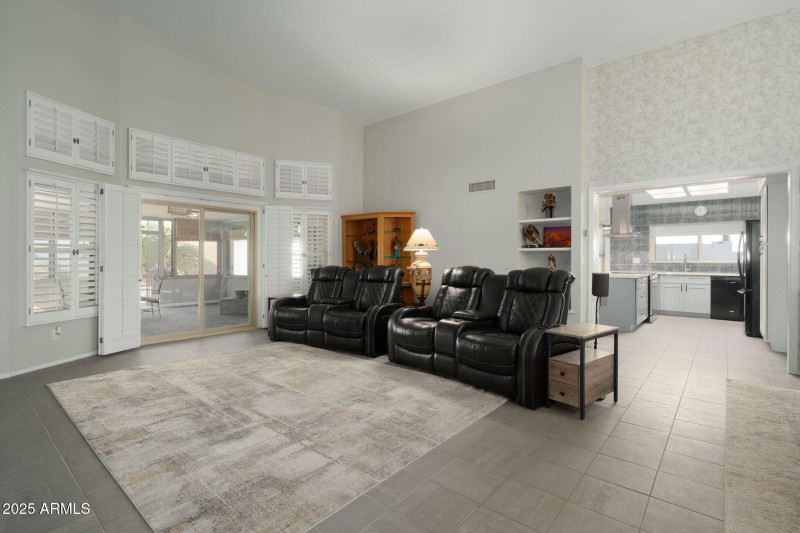 Spacious Family room high ceilings
