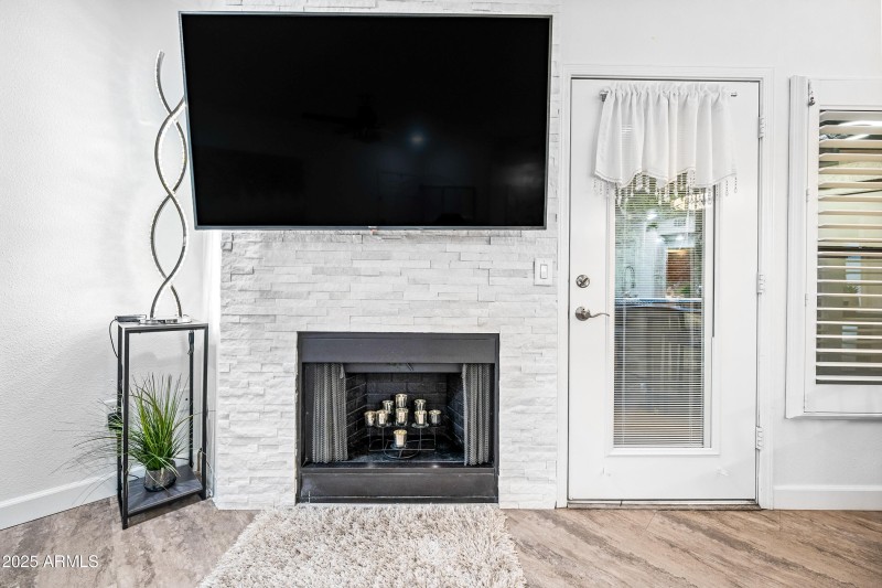 Stacked Stone Fireplace