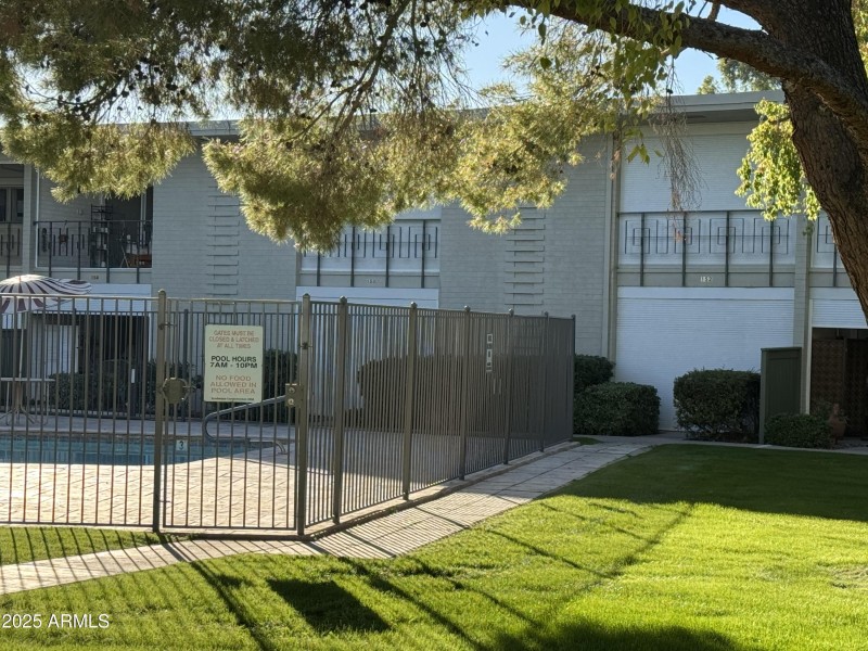 Patio right next to pool