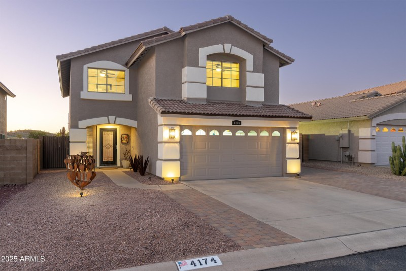 Evening Front with pavers