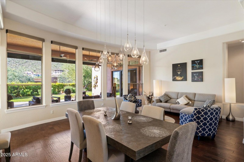 Dining Room with Designer Lighting