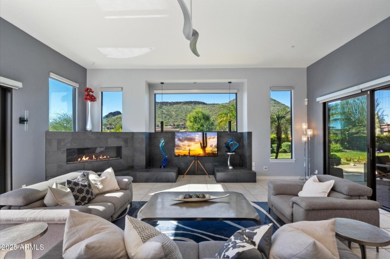 Family Room with Picture Windows