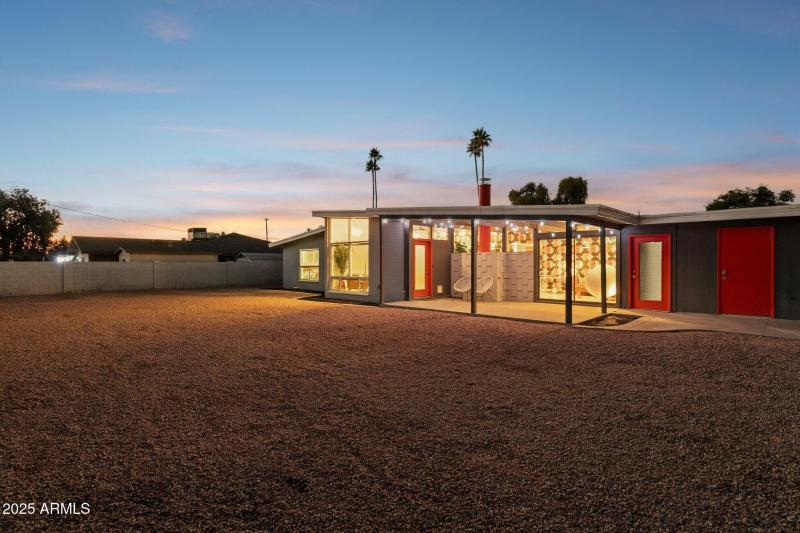 Huge rear yard at dusk