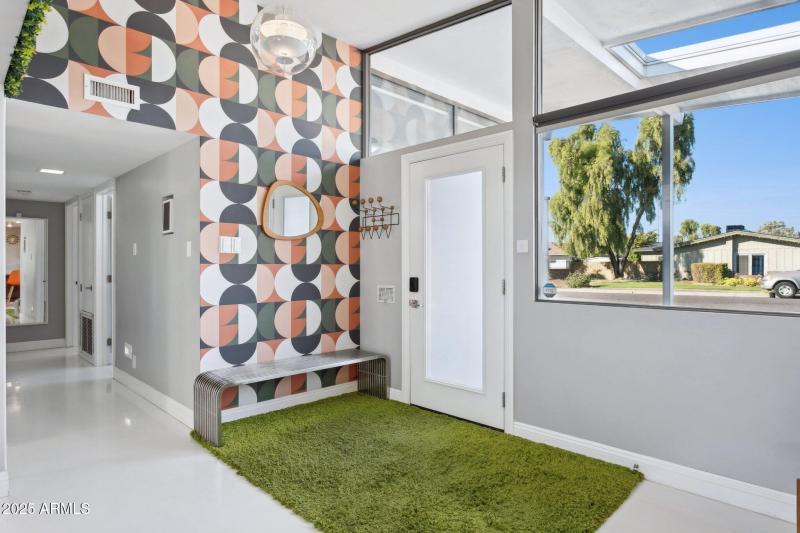 Front entry with clerestory windows