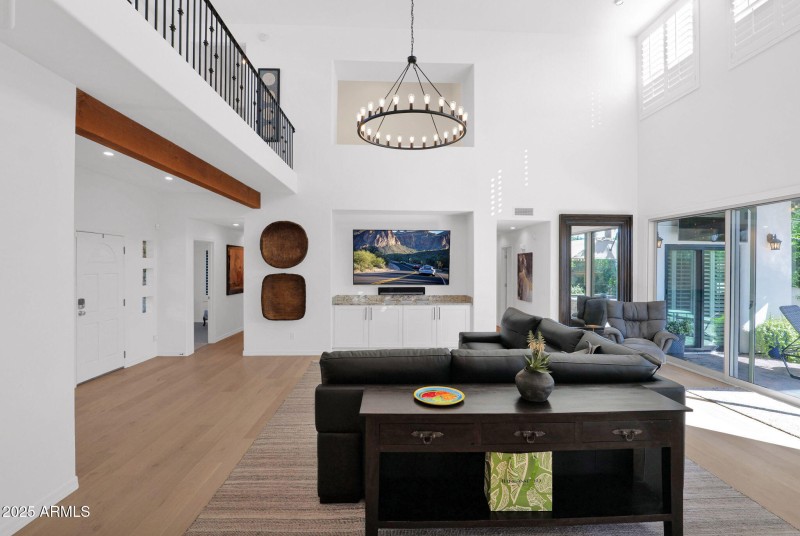 with loft above and open kitchen