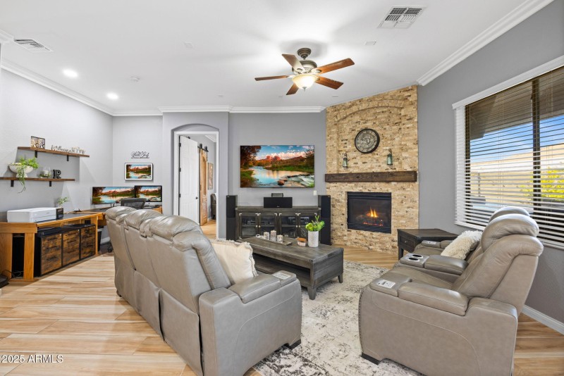 Custom stone fireplace