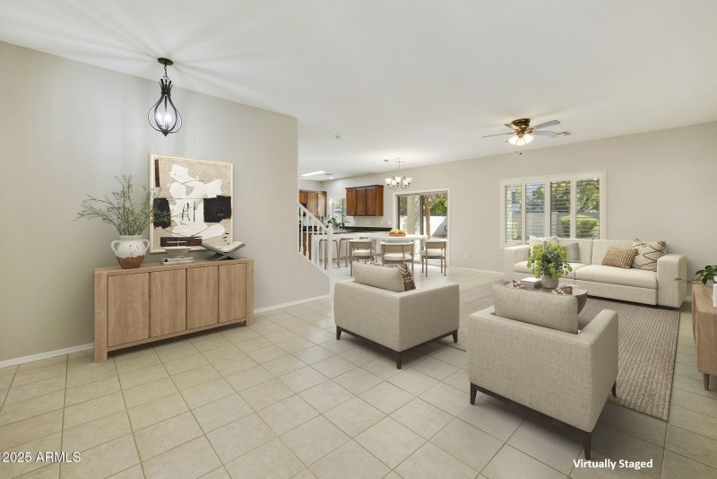 Great room virtually staged