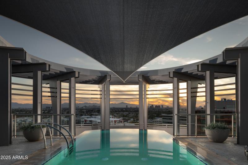 Twilight Rooftop Pool View