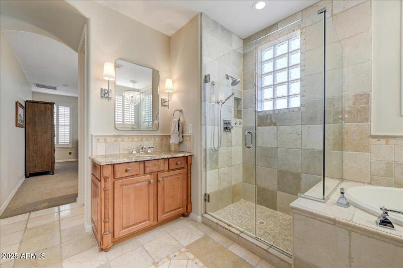 Large shower, separate tub